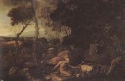 Nicolas Poussin Landscape with St.Jerome oil on canvas